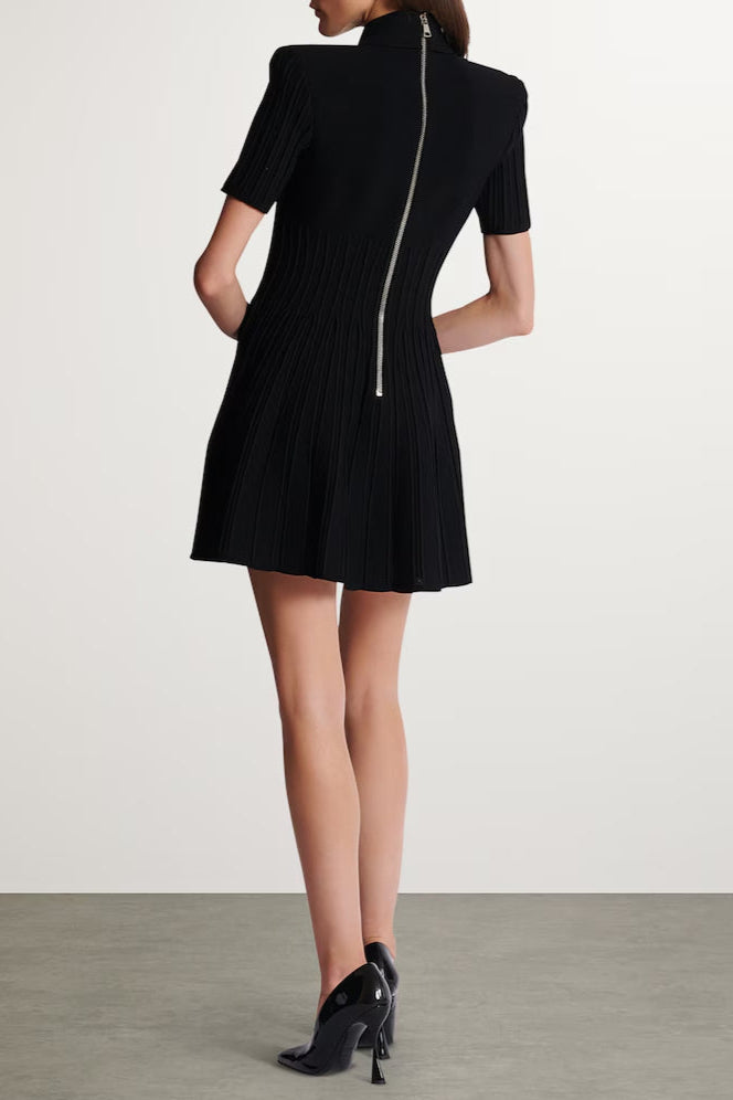 Kristin Black Knitted Mini Dress Flowering Girl