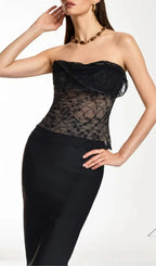 Dangola Strapless Lace Top In Black Flowering Girl