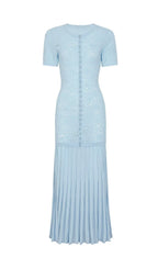 Kiernan Blue Flower Knit Midi Dress Flowering Girl