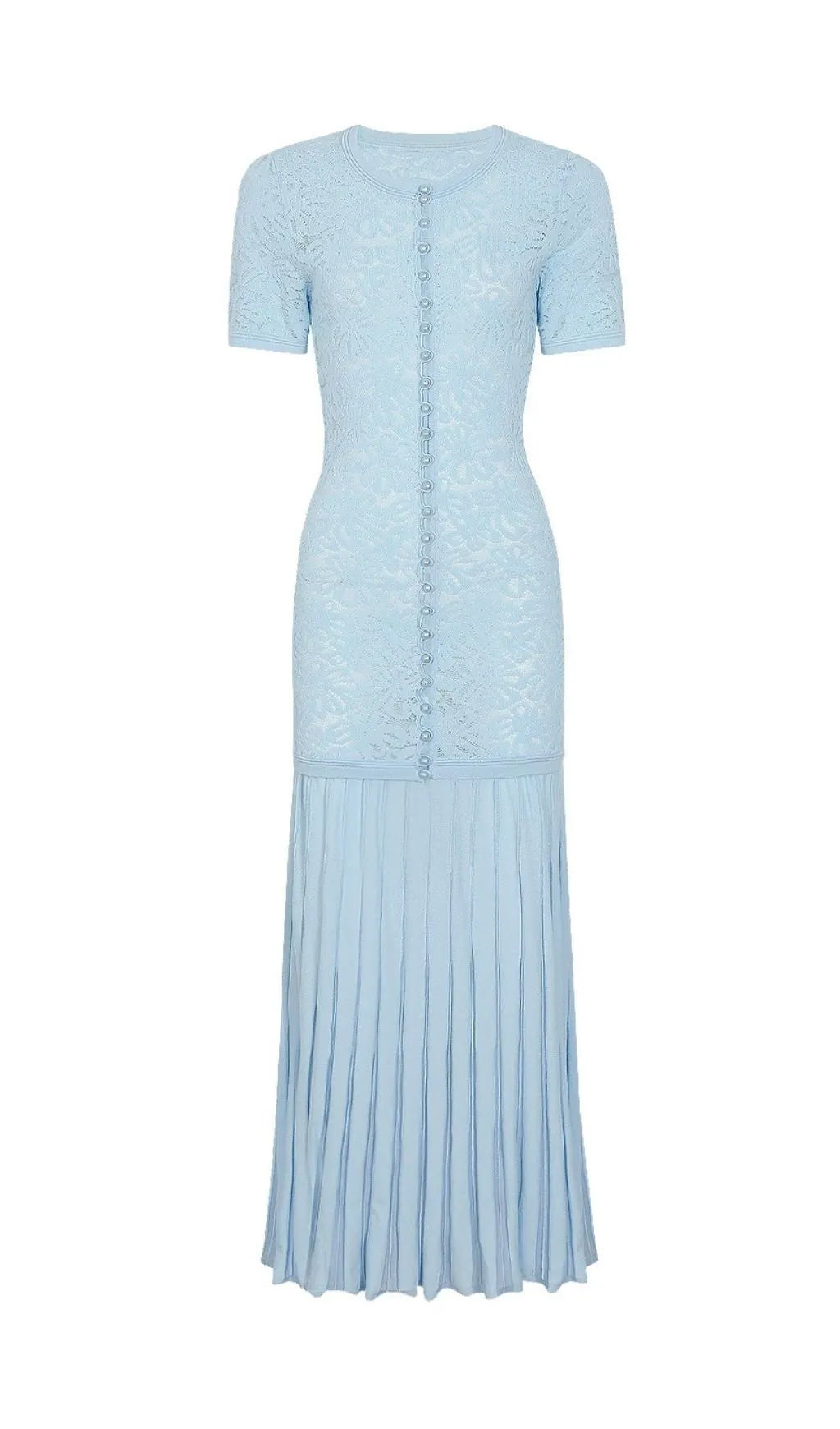 Kiernan Blue Flower Knit Midi Dress Flowering Girl