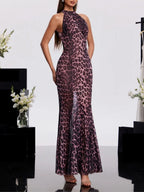 Sorexan Halterneck Leopard Maxi Dress Flowering Girl