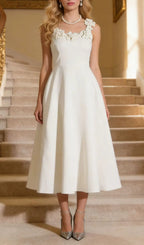Janan White Flower Midi Dress Flowering Girl