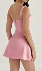 Pink Satin Sleeveless Quartz Mini Dress Flowering Girl