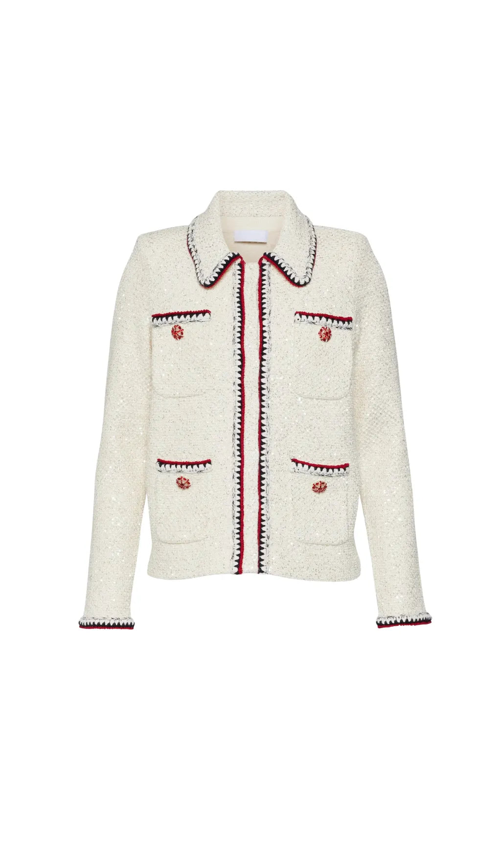 CREAM SEQUIN KNIT CARDIGAN Flowering Girl