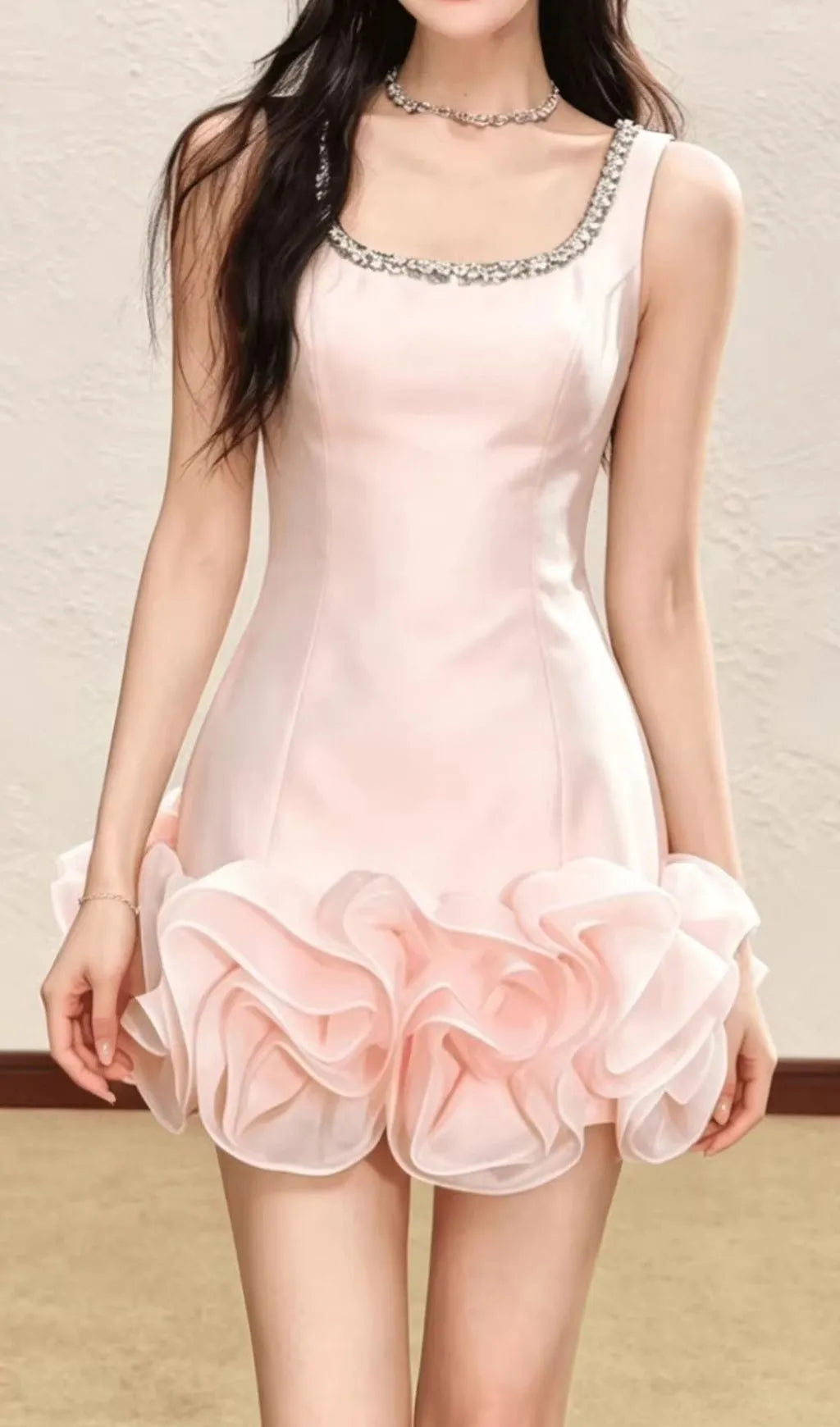 Kinley Satin Diamante Mini Dress Flowering Girl