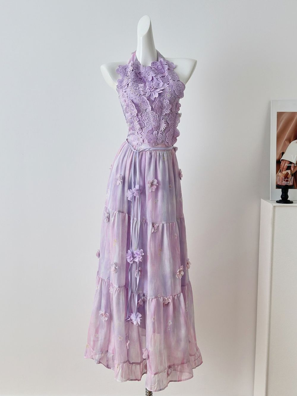 Miakoda Purple Flower Two-Piece Set Flowering Girl