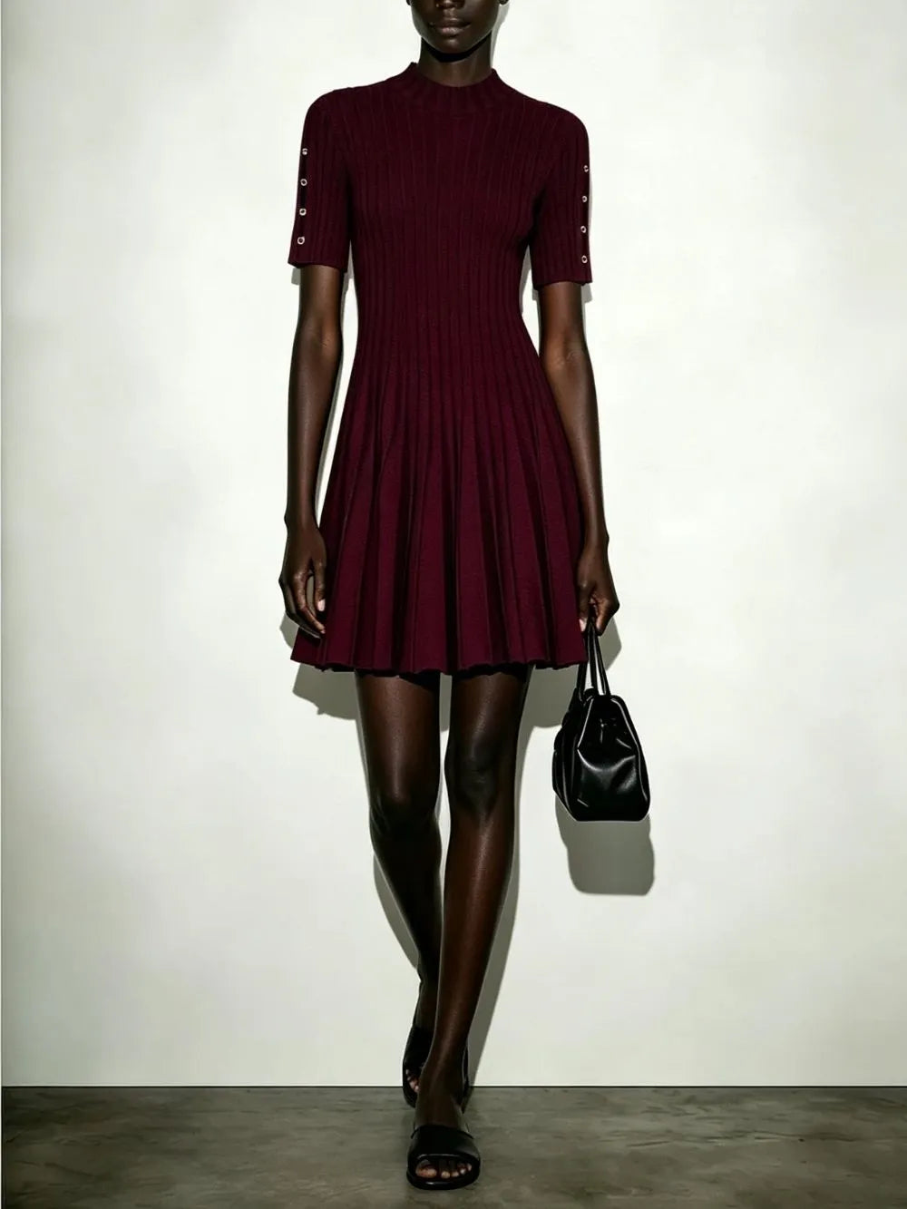 Mariluz Wine Knit Mini Dress Flowering Girl