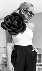 Annew White Exaggerated 3D Flower Swimsuit Flowering Girl