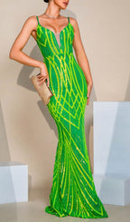 Firenze Green Strappy Sequin Maxi Dress Flowering Girl