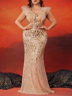 Maree Champagne Sequin Plus Size Maxi Dress Flowering Girl