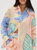 Playa Boyfriend Tropical Leaf Printed Short Set Flowering Girl