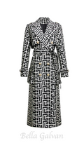 black monogrammed trench coat Flowering Girl