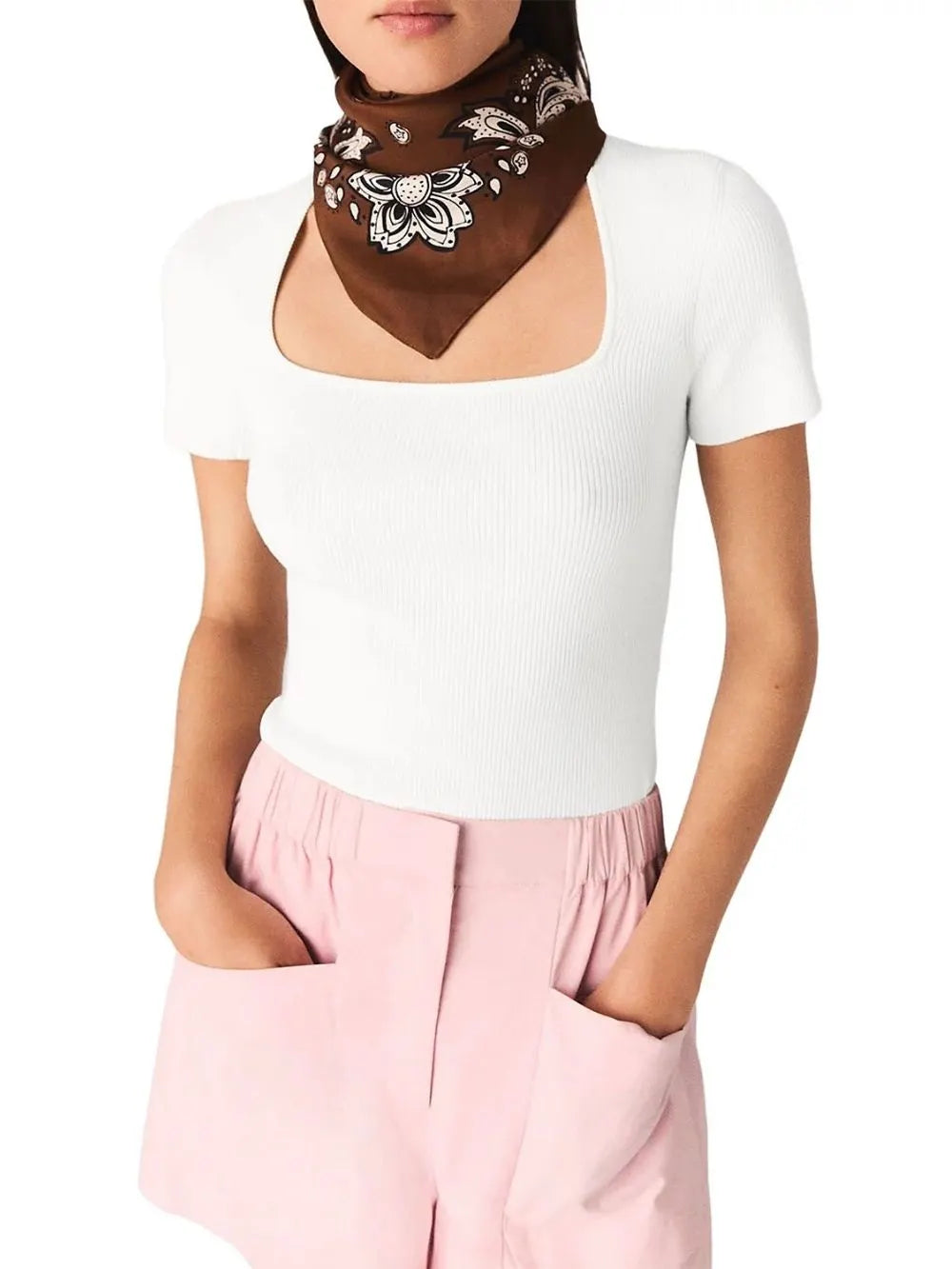 Miyo Ribbed Square Neck Sweater Flowering Girl