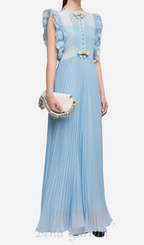 Chiffon Ruffled Maxi Dress in blue Flowering Girl