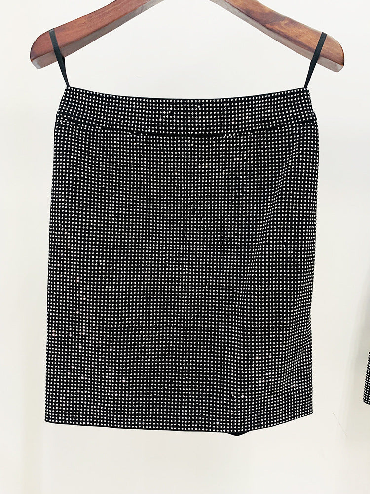 Patchwork Rhinestone Skirt In Black Flowering Girl