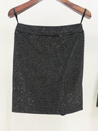 Patchwork Rhinestone Skirt In Black Flowering Girl