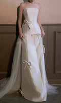 Chynna White Strapless Bow Wedding Dress Flowering Girl