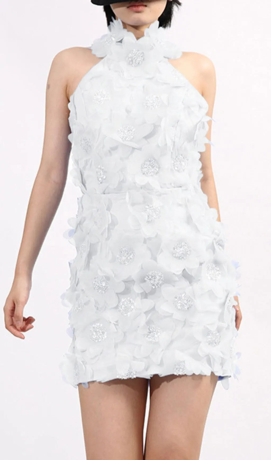 Georgiy Halter Flower Sequin Mini Dress Flowering Girl