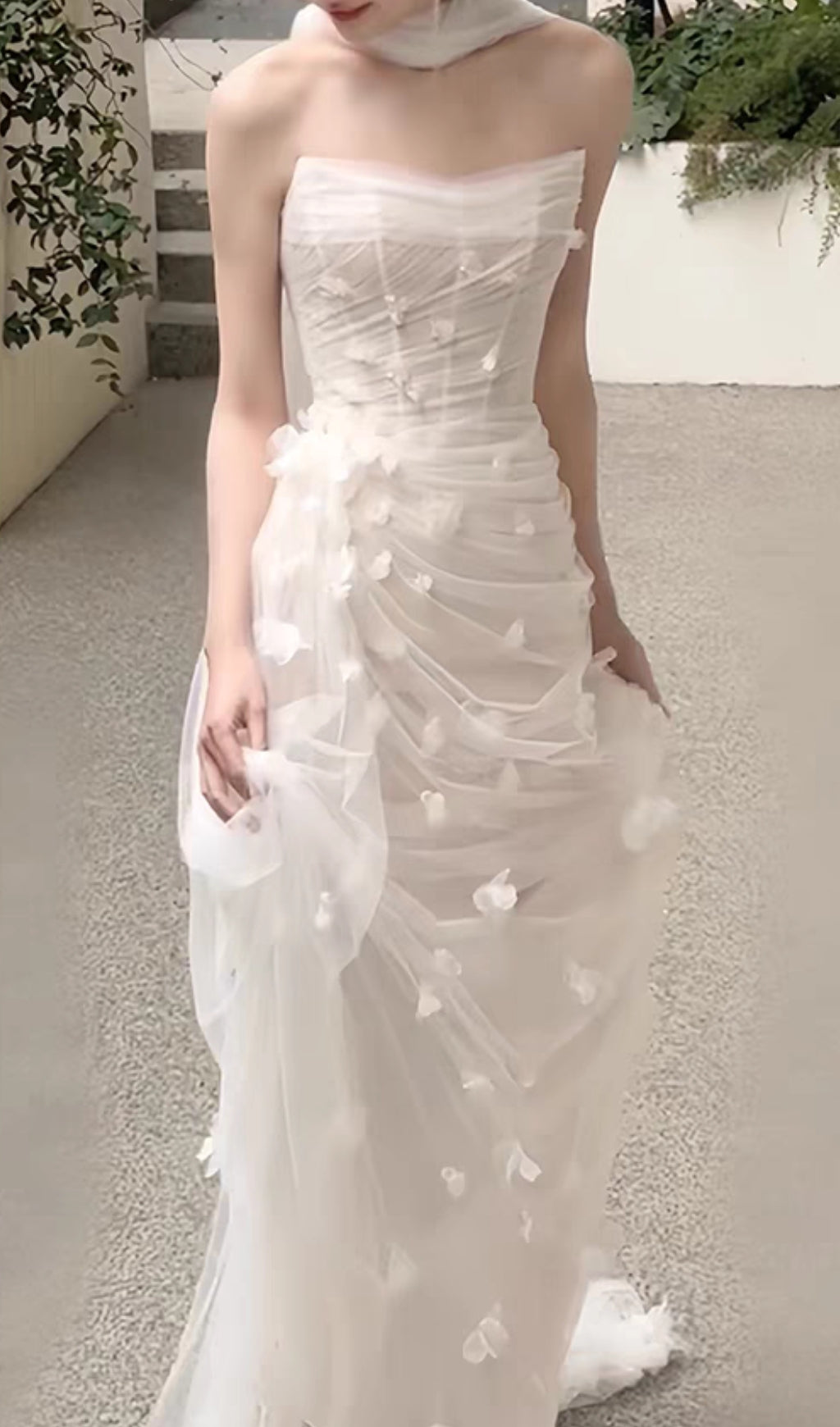 Felton White Strapless Corset Wedding Dress Flowering Girl