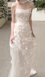 Felton White Strapless Corset Wedding Dress Flowering Girl