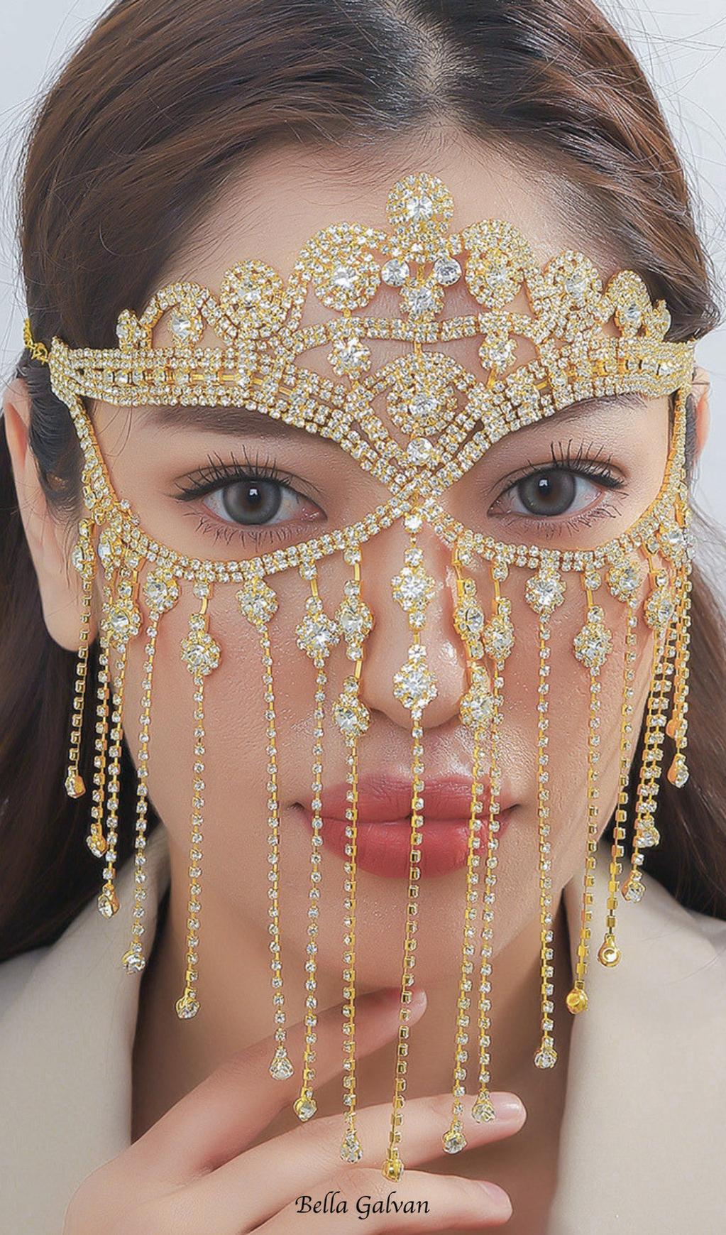 Duc Gold Rhinestone Tassel Mask Flowering Girl