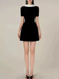 Maleni Black Backless Mini Dress Flowering Girl