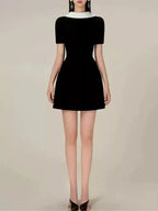 Maleni Black Backless Mini Dress Flowering Girl