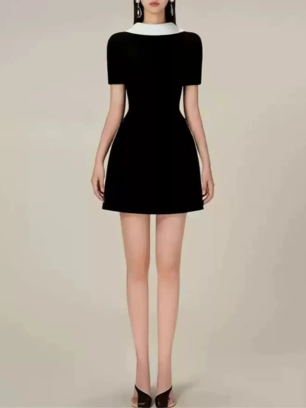 Maleni Black Backless Mini Dress Flowering Girl