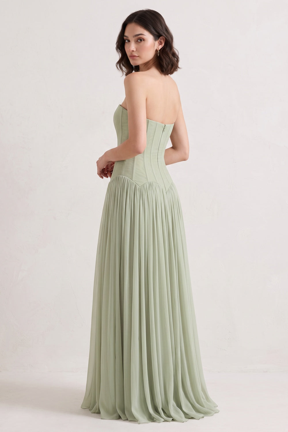 Sage Green Chiffon A-Line Floor-Length Gown Flowering Girl