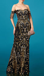 Hendrik Off-Shoulder Sequin Maxi Dress Flowering Girl