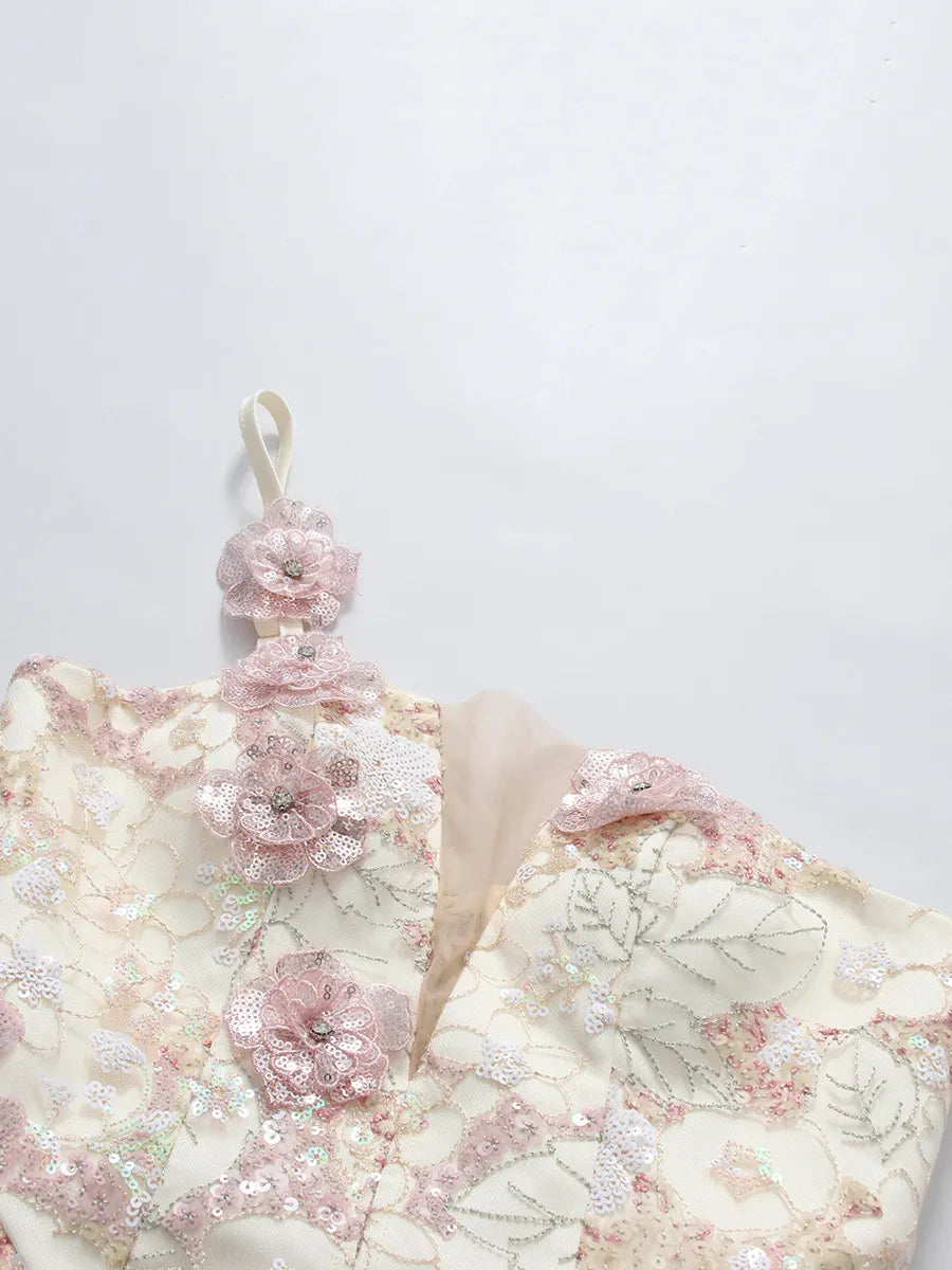 Maddox Flower Sequin Mini Dress Flowering Girl