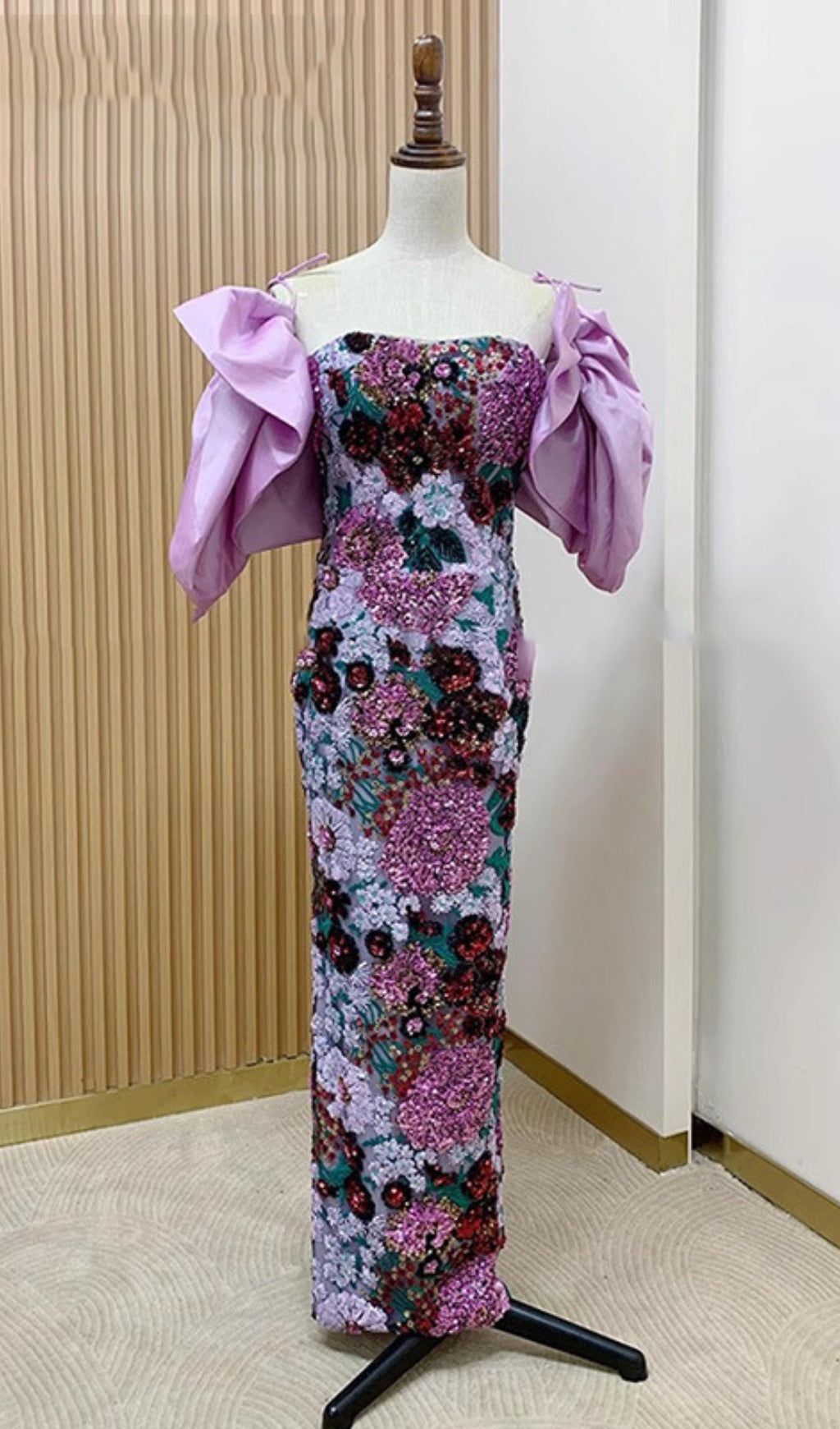 Anke Floral Sequin Maxi Dress Flowering Girl