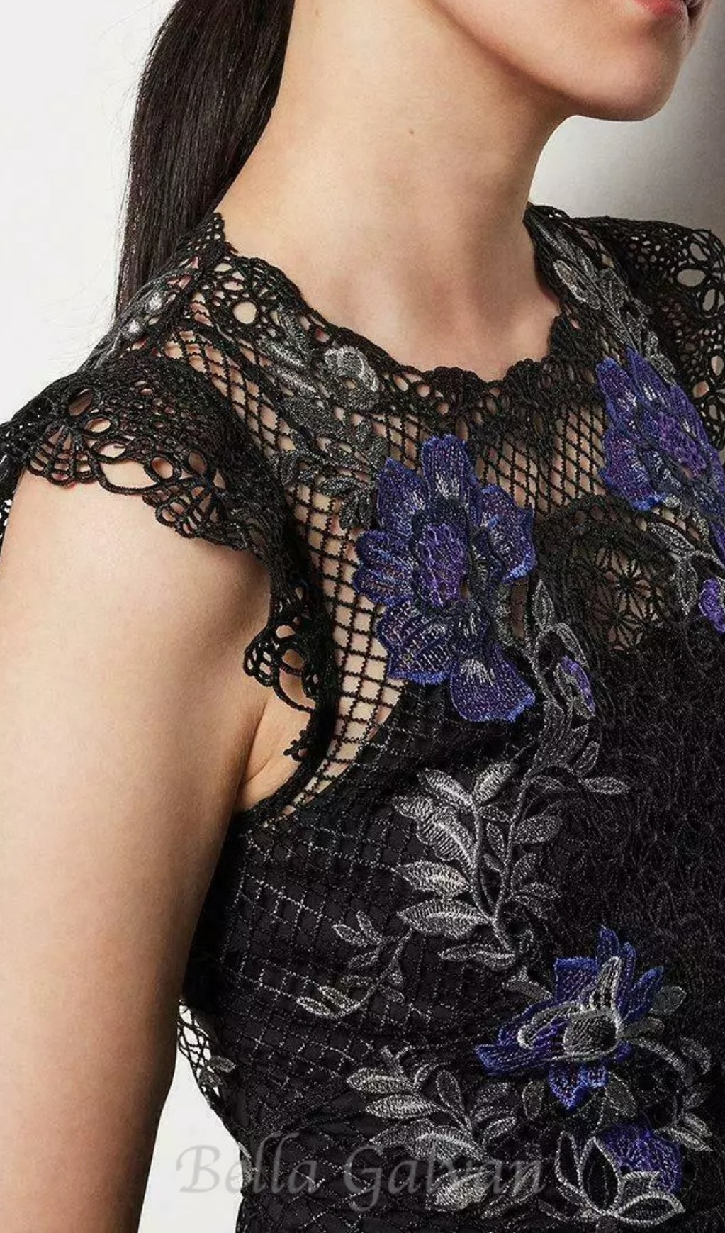 Floral Lace hollow Mini Dress in black Flowering Girl