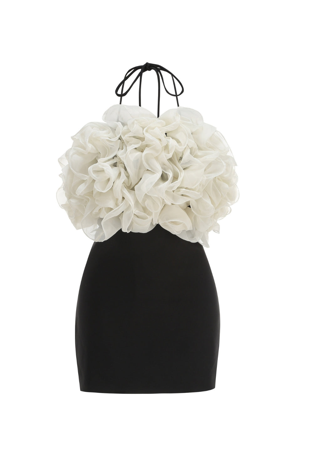 Rosemary Ruffle Backless Mini Dress In Black Flowering Girl
