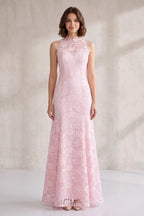 Blush Pink Floral Lace Floor-Length Dress Flowering Girl