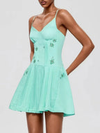 Gabby Spaghetti Pleated Mini Dress Flowering Girl