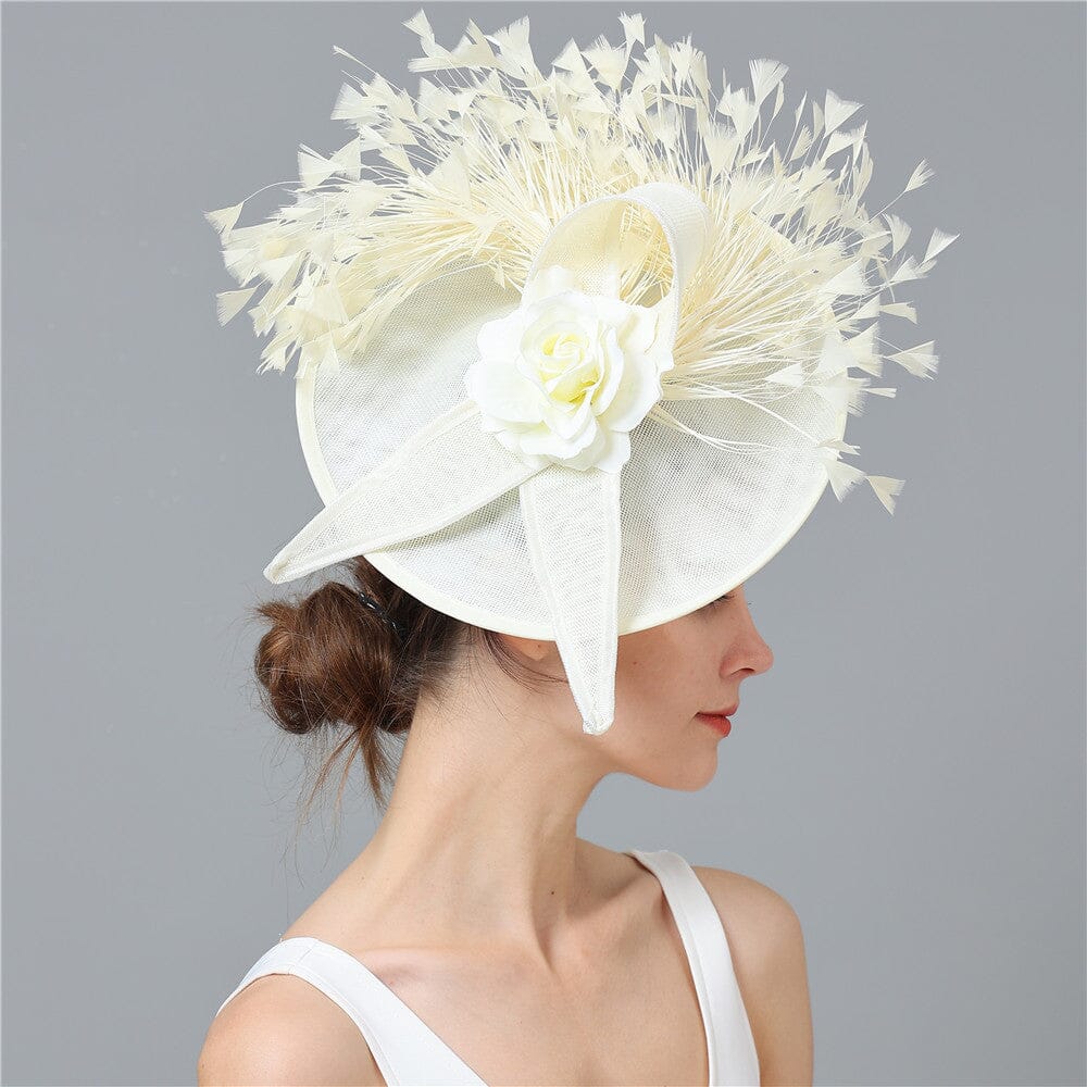 Cream Elegant Feather Fascinators Flowering Girl