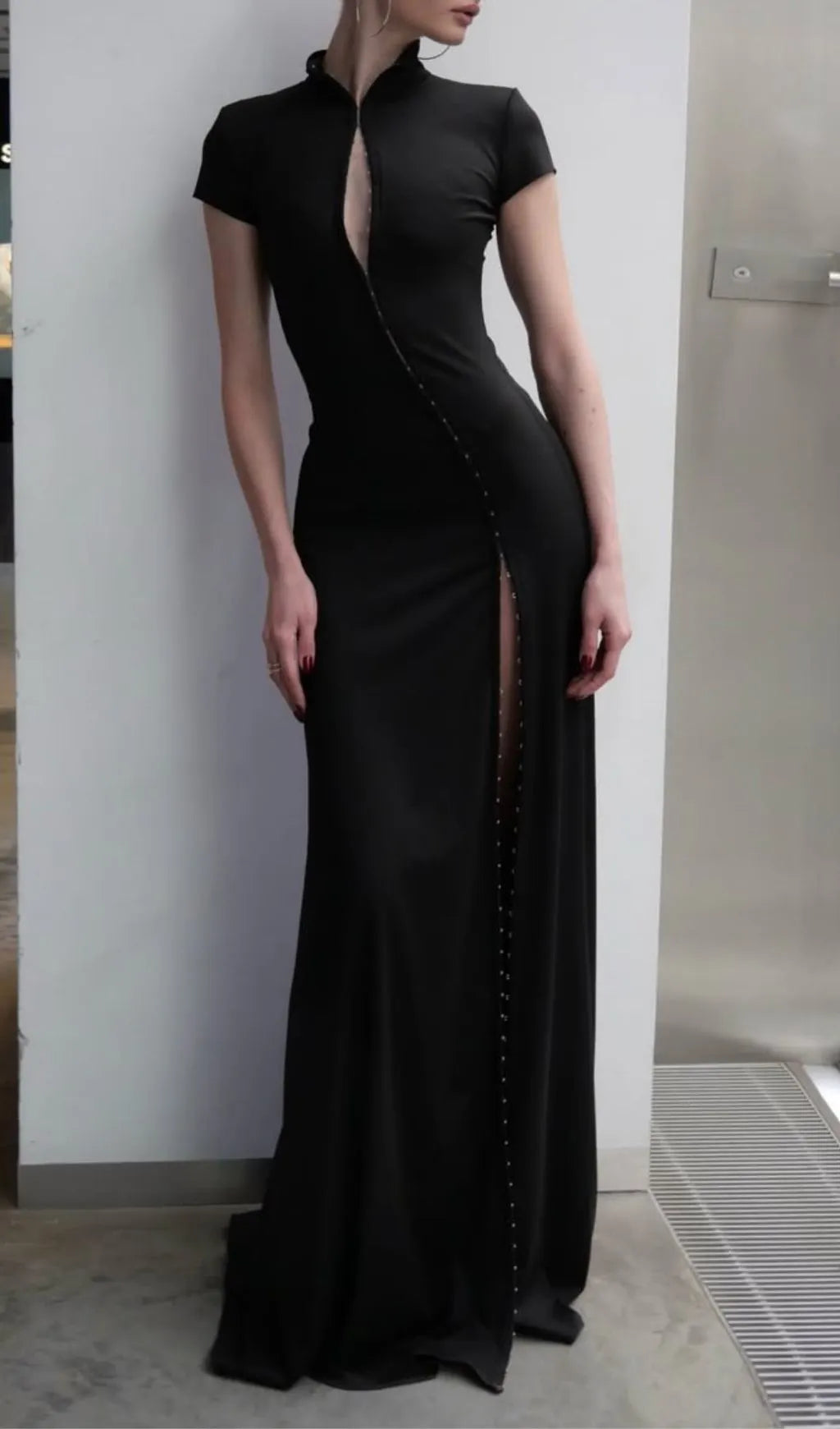 Laurel Black Short Sleeve Maxi Dress Flowering Girl