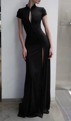 Laurel Black Short Sleeve Maxi Dress Flowering Girl