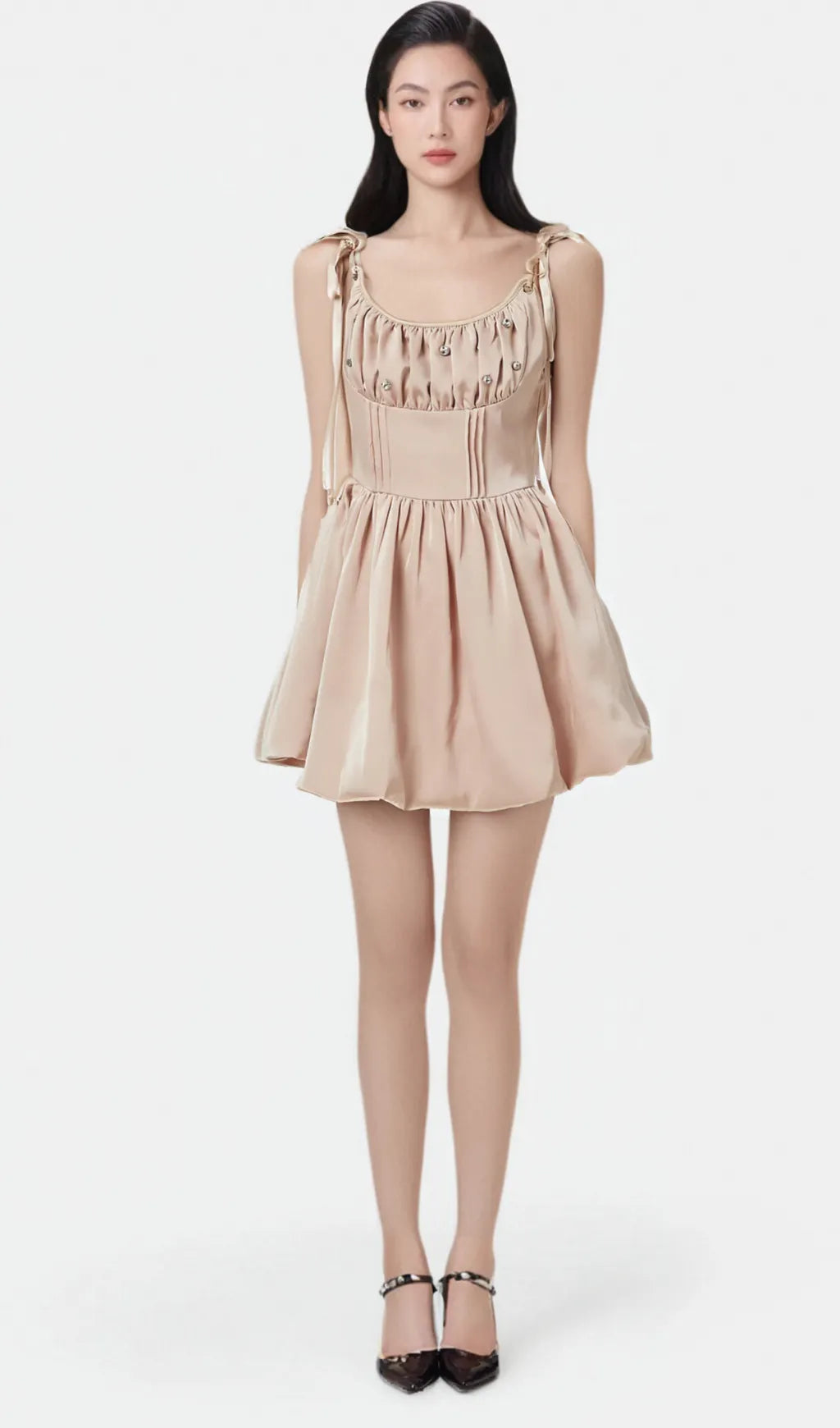 Axelle pleated crystal embellished mini dress Flowering Girl