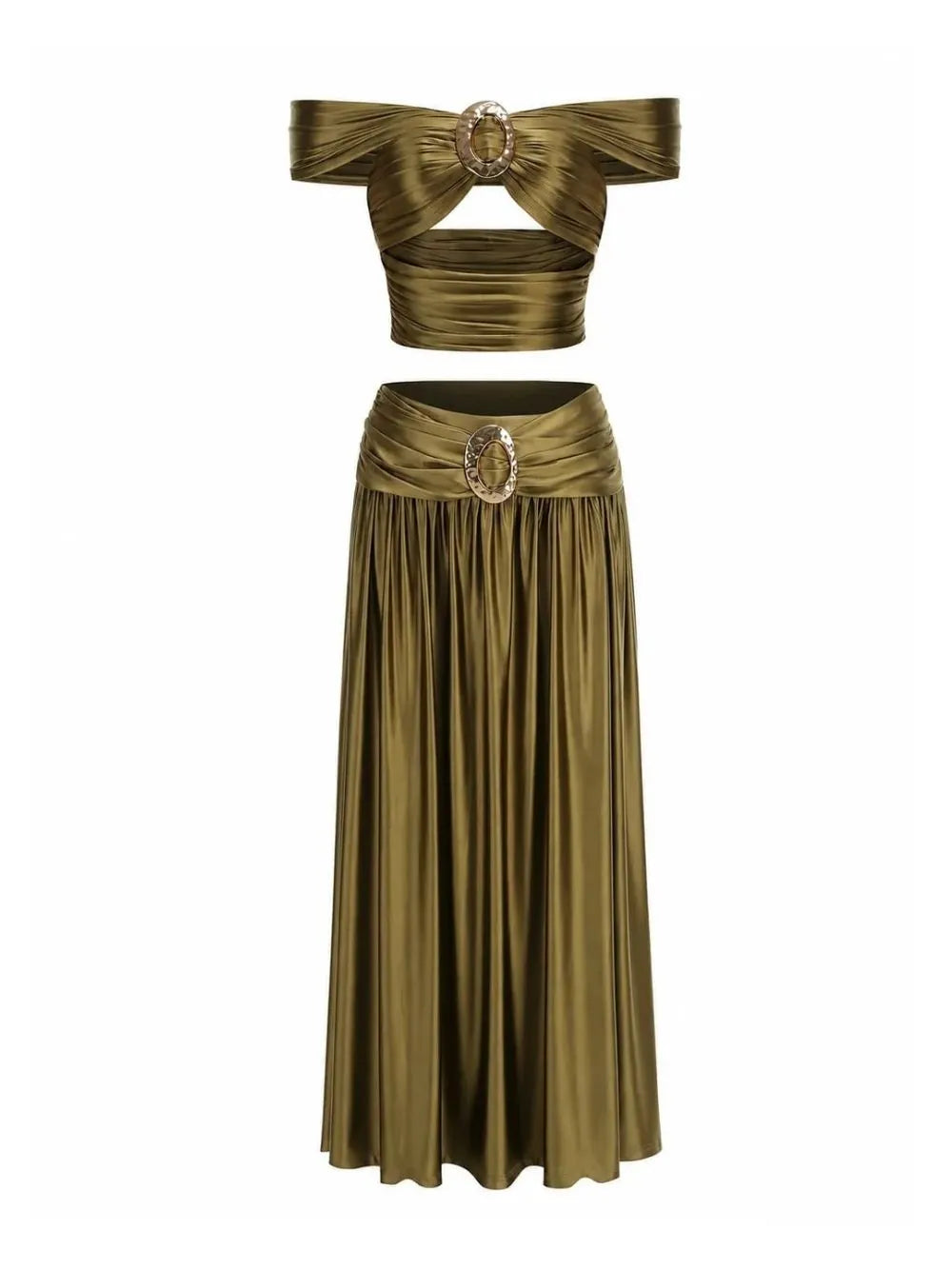 Pravena Off Shoulder Ruched Skirt Set Flowering Girl