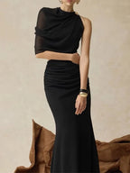 Maisy Black Ruched Maxi Dress Flowering Girl