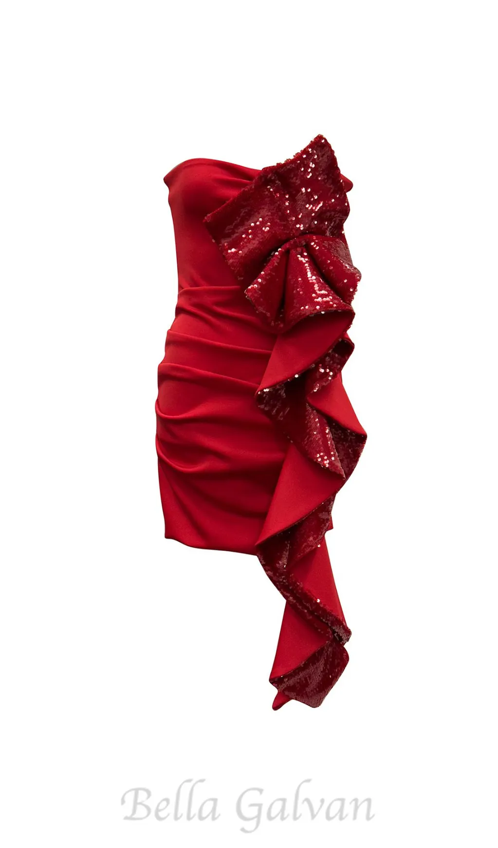 amelia sequin ruffle red mini dress Flowering Girl