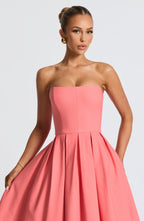 Edith Midi Dress - Coral Pink Flowering Girl