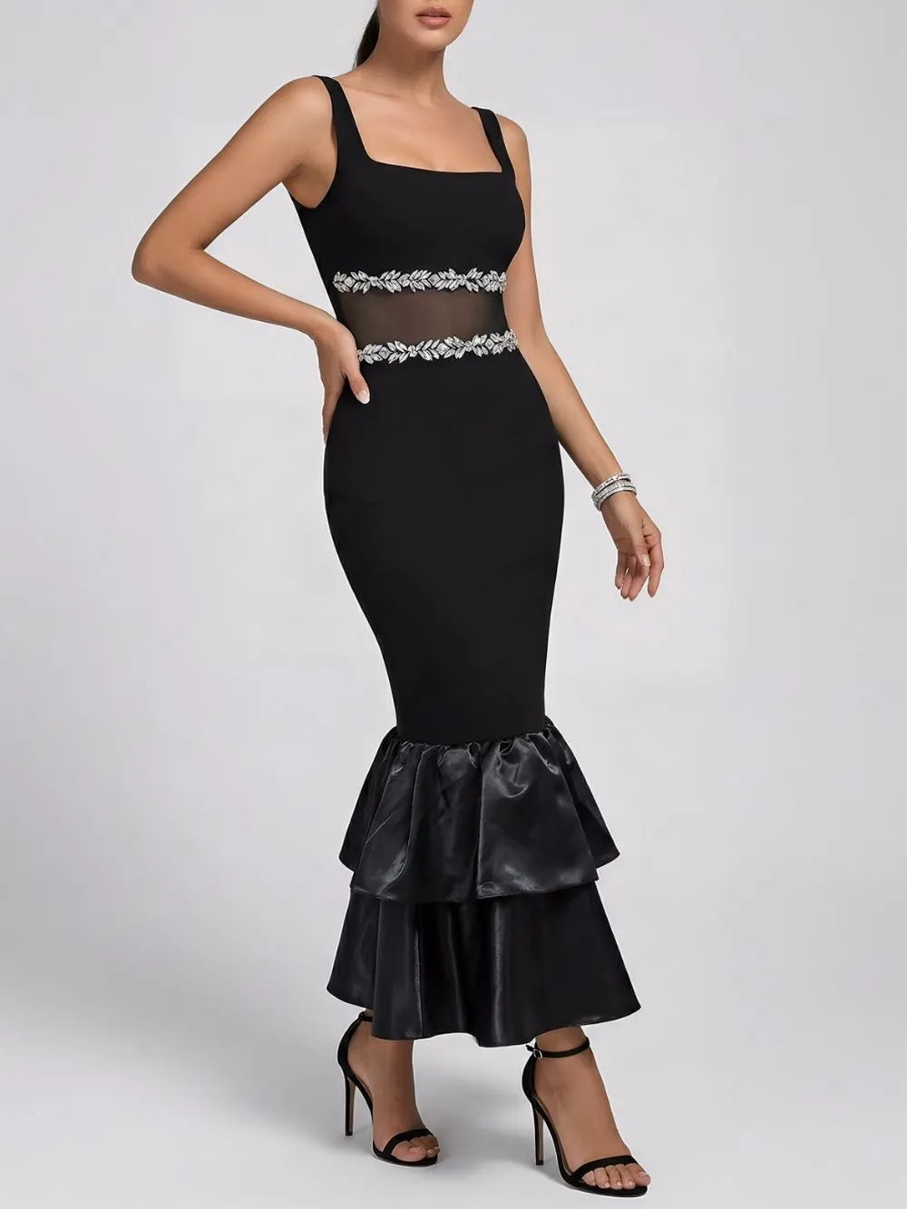 Majella Black Diamante Bandage Maxi Dress Flowering Girl
