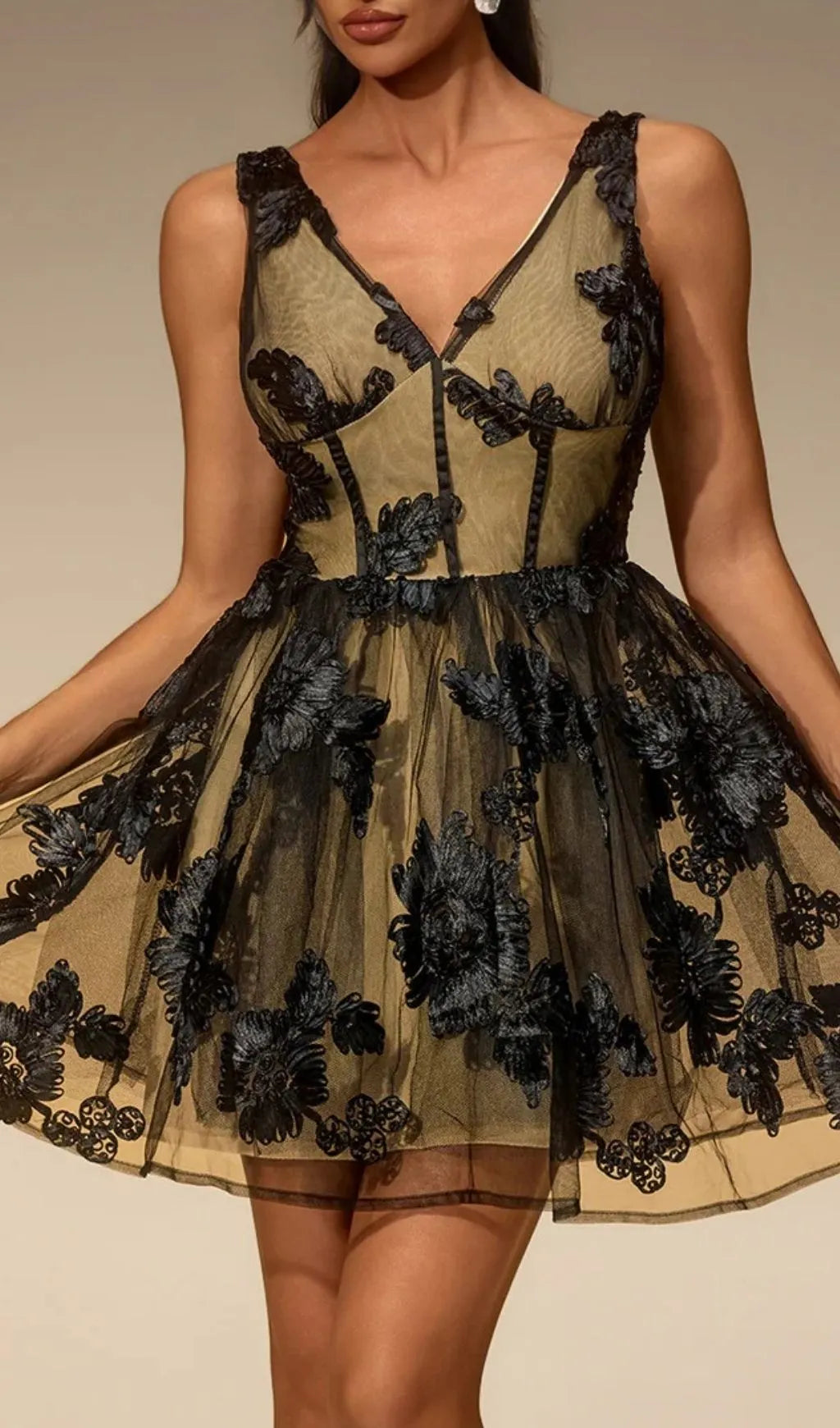 Eustacia V Neck Floral Mini Dress Flowering Girl