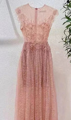 Hisaye Lace Mesh Maxi Dress Flowering Girl