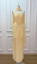 Kayley Strapless Pleated Maxi Dress With Shawl Flowering Girl