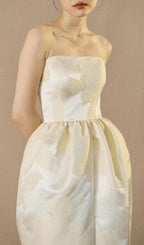 Brygida Ivory Strapless Flower Maxi Dress Flowering Girl