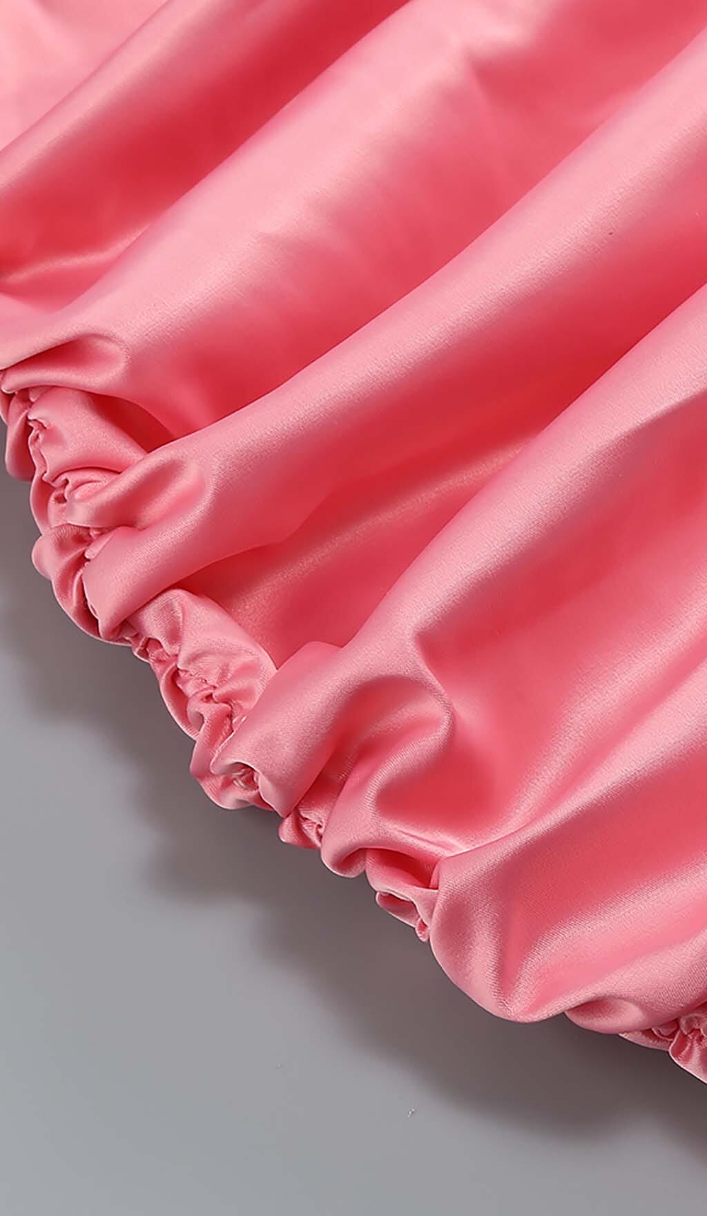 Floral One Shoulder Satin Mini Dress In Pink